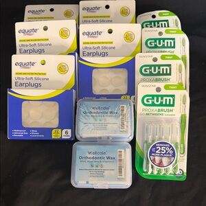 Orthodontic Wax - Mint Flavor, G.U.M PROXABRUSH Cleaners, & Silicone Ear Plugs